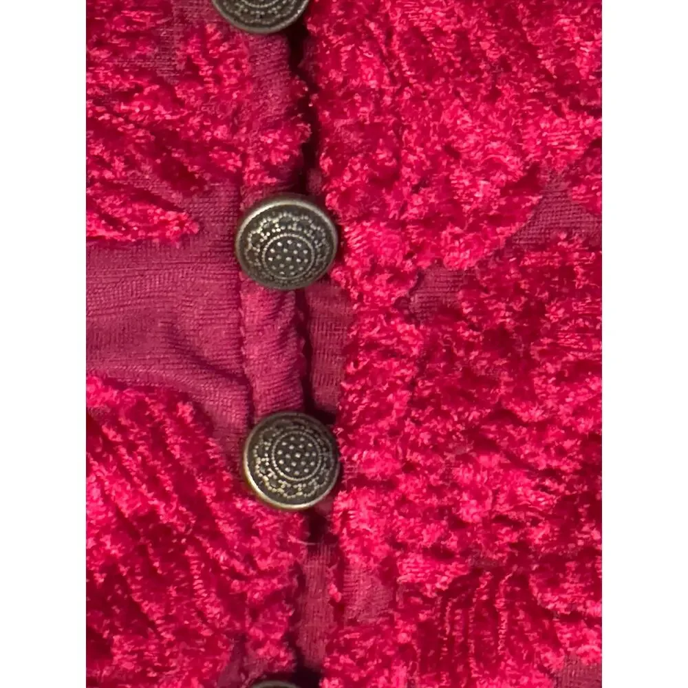 Anthropologie Red Velvet Burnout Peasant Blouse Romantic Cottagecore Top Sz S